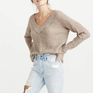 Abercrombie pointelle knit v-neck sweater